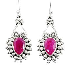 4.09cts natural red ruby 925 sterling silver dangle earrings jewelry u28188