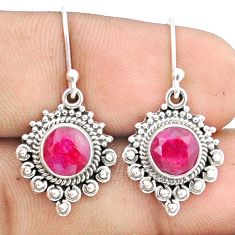 5.51cts natural red ruby 925 sterling silver dangle earrings jewelry u33391