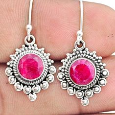 5.48cts natural red ruby 925 sterling silver dangle earrings jewelry u33392