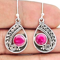 5.03cts natural red ruby 925 sterling silver dangle earrings jewelry u33448