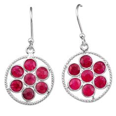 6.65cts natural red ruby 925 sterling silver dangle earrings jewelry u8133