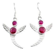 3.41cts natural red ruby 925 sterling silver dragonfly earrings jewelry y49881
