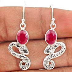 4.13cts natural red ruby 925 sterling silver snake earrings jewelry t80917