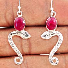 4.04cts natural red ruby 925 sterling silver snake earrings jewelry t80929
