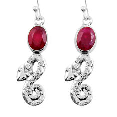 4.19cts natural red ruby 925 sterling silver snake earrings jewelry y26091