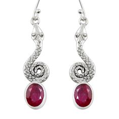 4.19cts natural red ruby 925 sterling silver snake earrings jewelry y26106