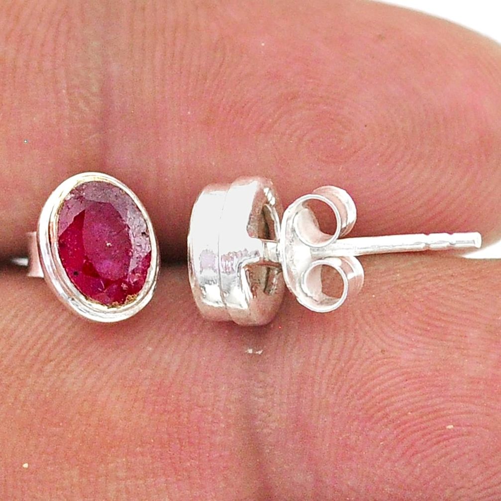 2.81cts natural red ruby 925 sterling silver stud earrings jewelry t39615