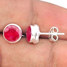 2.89cts natural red ruby 925 sterling silver stud earrings jewelry t90777