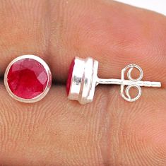 3.20cts natural red ruby 925 sterling silver stud earrings jewelry t90797
