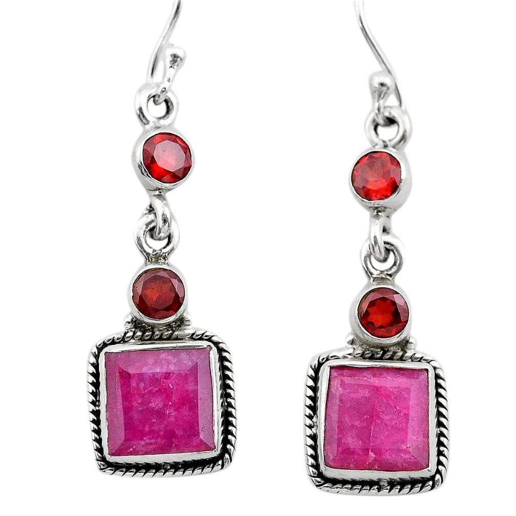 9.16cts natural red ruby garnet 925 sterling silver dangle earrings t29902