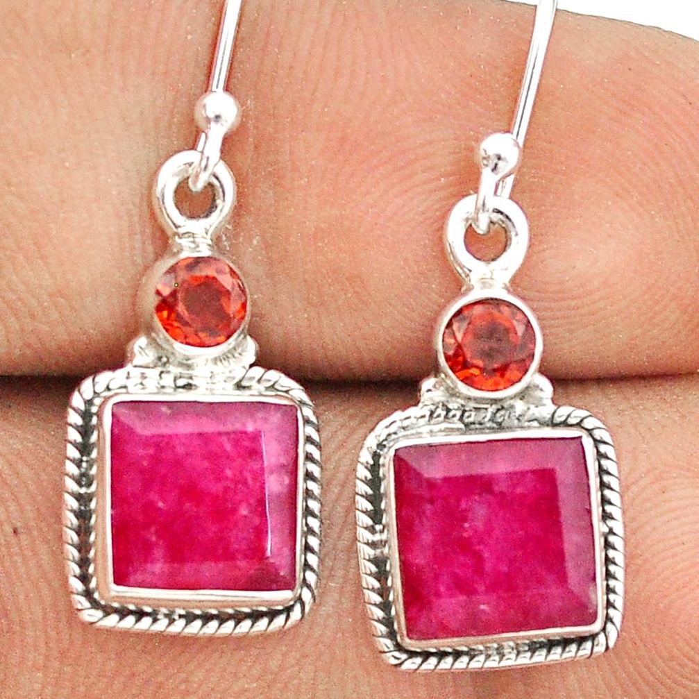 6.78cts natural red ruby garnet 925 sterling silver earrings jewelry u24668