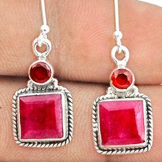 7.75cts natural red ruby garnet 925 sterling silver earrings jewelry u24671