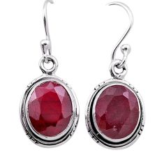8.09cts natural red ruby oval 925 sterling silver dangle earrings jewelry n42362