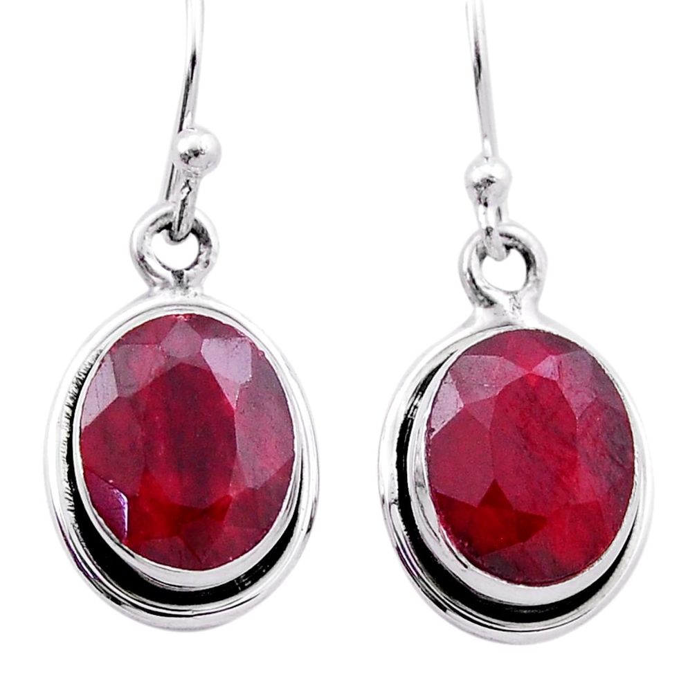 7.96cts natural red ruby oval 925 sterling silver dangle earrings jewelry n42369