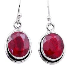 7.96cts natural red ruby oval 925 sterling silver dangle earrings jewelry n42369