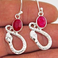 4.30cts natural red ruby oval 925 sterling silver snake earrings jewelry n27972