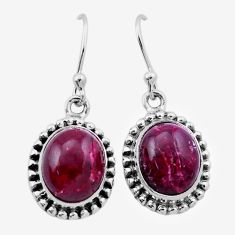 9.32cts natural red ruby oval sterling silver dangle earrings jewelry n42377