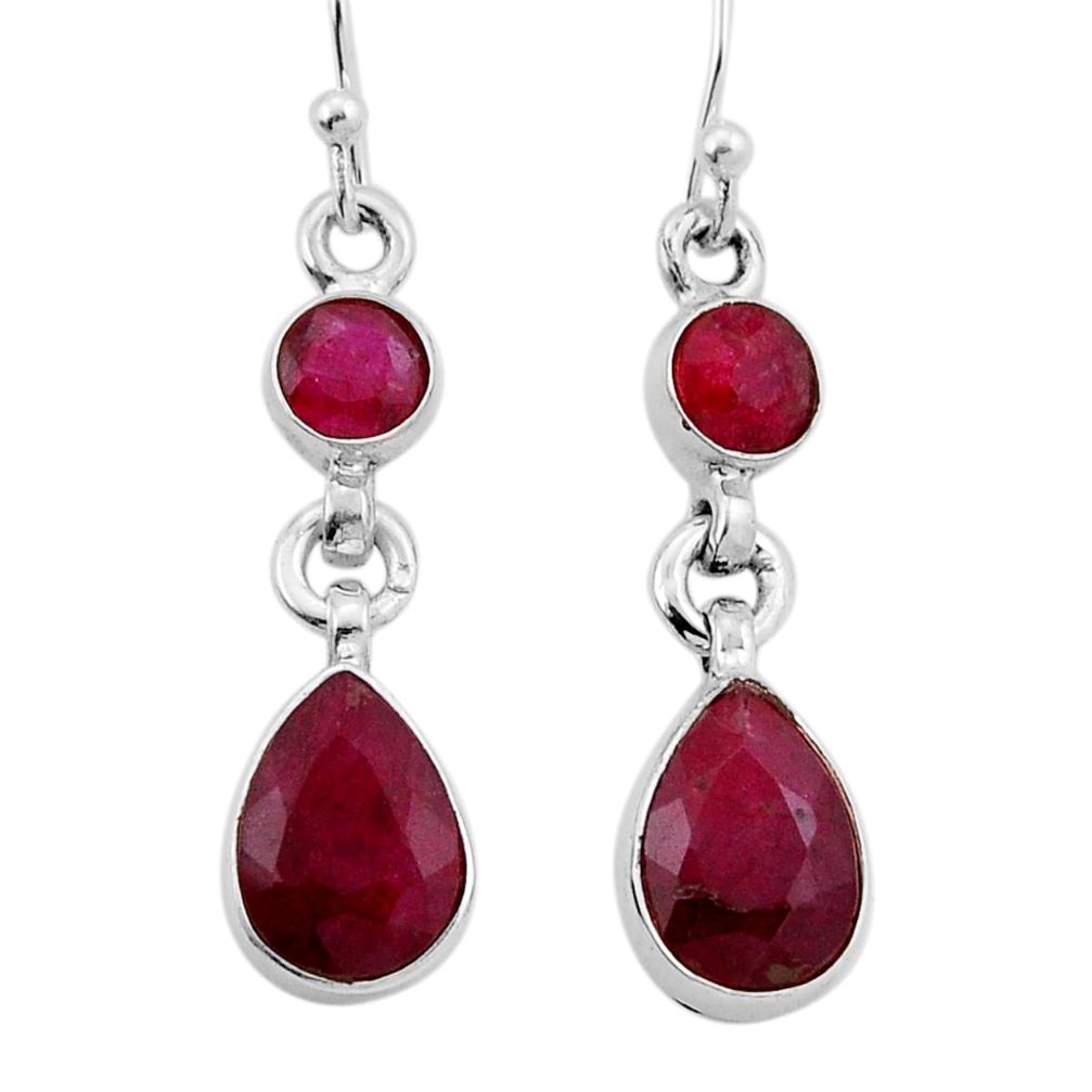 9.42cts natural red ruby pear 925 sterling silver dangle earrings jewelry n42726