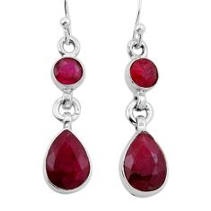 9.42cts natural red ruby pear 925 sterling silver dangle earrings jewelry n42726