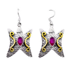 3.35cts natural red ruby pear 925 sterling silver gold earrings jewelry n51043