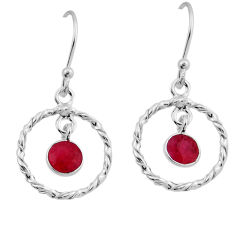 1.58cts natural red ruby round 925 sterling silver dangle earrings jewelry n4711