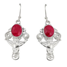 6.03cts natural red ruby round 925 sterling silver owl earrings jewelry y73862