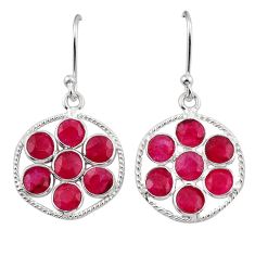 7.15cts natural red ruby round shape 925 sterling silver earrings jewelry y47450
