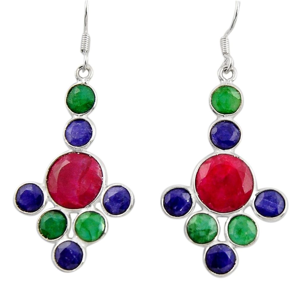  red ruby sapphire emerald 925 silver chandelier earrings d39825