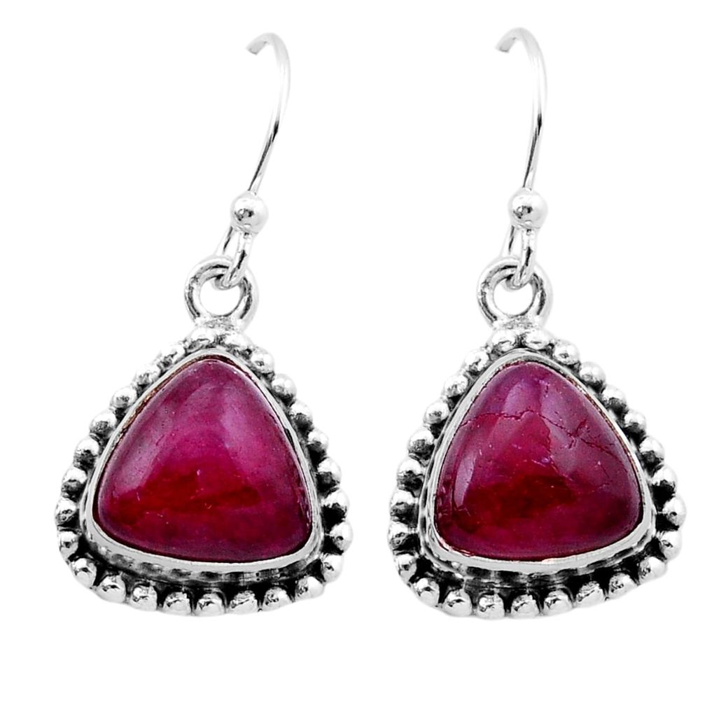 9.61cts natural red ruby trillion sterling silver dangle earrings jewelry n42363