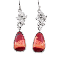 12.36cts natural red snakeskin jasper 925 sterling silver angel earrings n28701