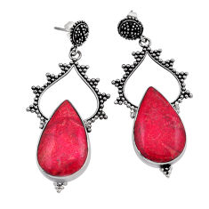 15.69cts natural red sponge coral 925 sterling silver dangle earrings n20161