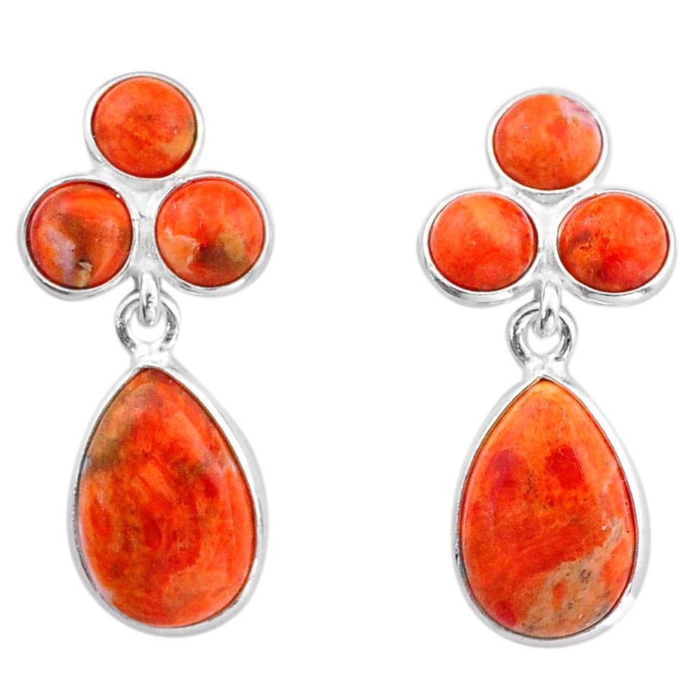 8.90cts natural red sponge coral 925 sterling silver dangle earrings u6627