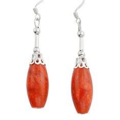 10.22cts natural red sponge coral 925 sterling silver dangle earrings u86401