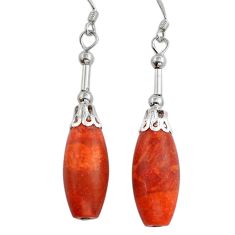 10.67cts natural red sponge coral 925 sterling silver dangle earrings u86402