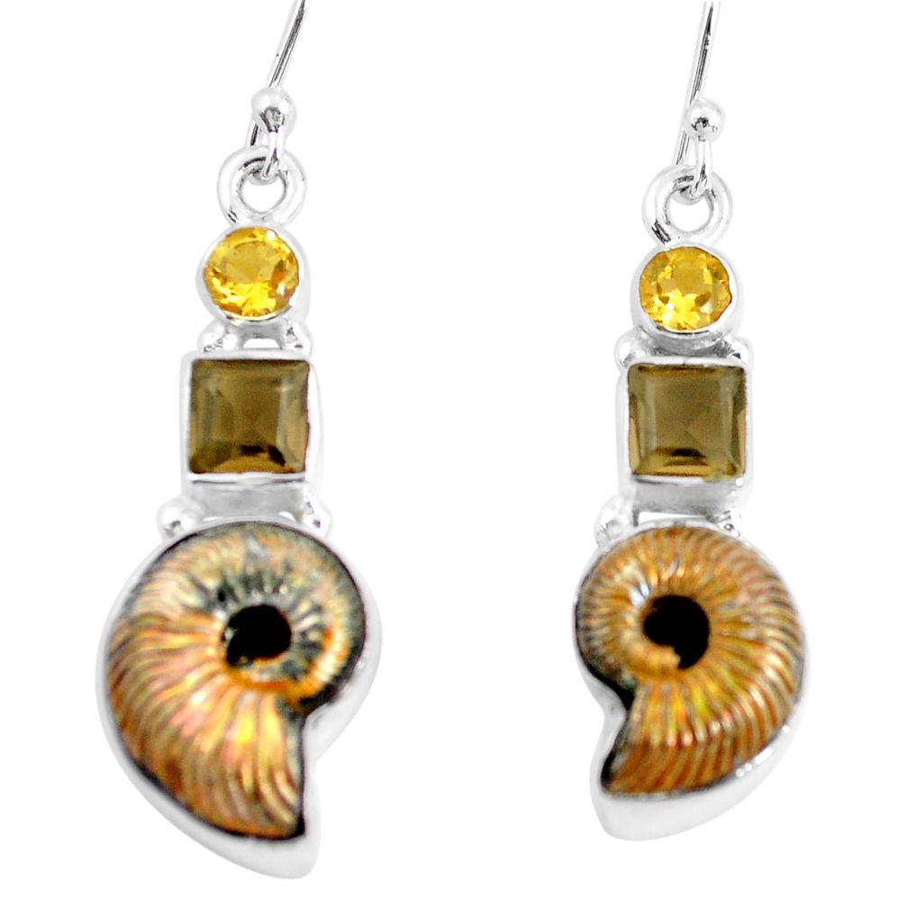  russian jurassic opal ammonite 925 silver earrings p64681