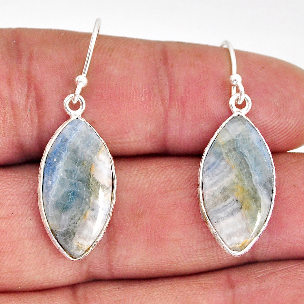 11.90cts natural scheelite (lapis lace onyx) 925 silver dangle earrings y75495