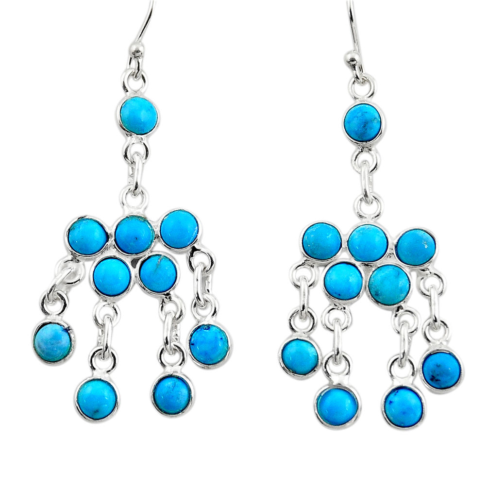 8.26cts natural sleeping beauty turquoise 925 silver chandelier earrings r45042