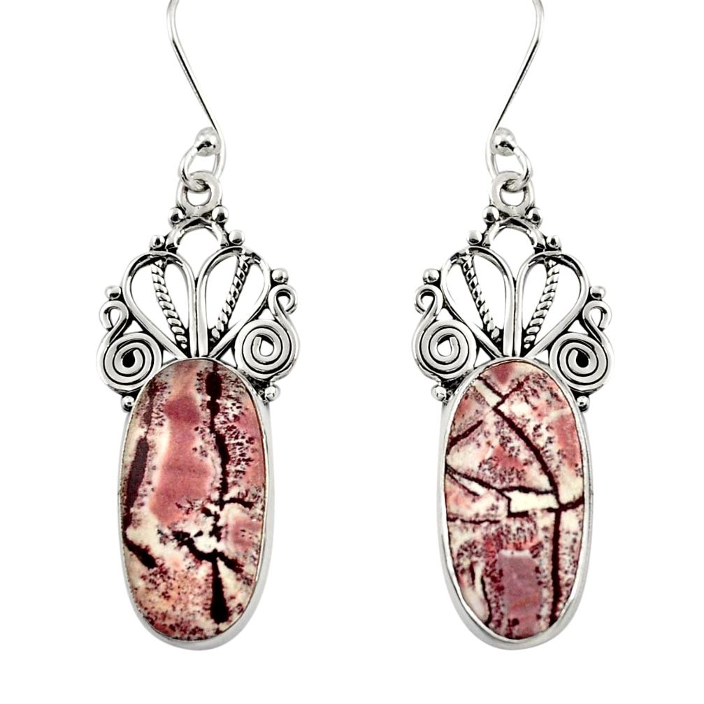  sonoran dendritic rhyolite 925 silver dangle earrings d39635