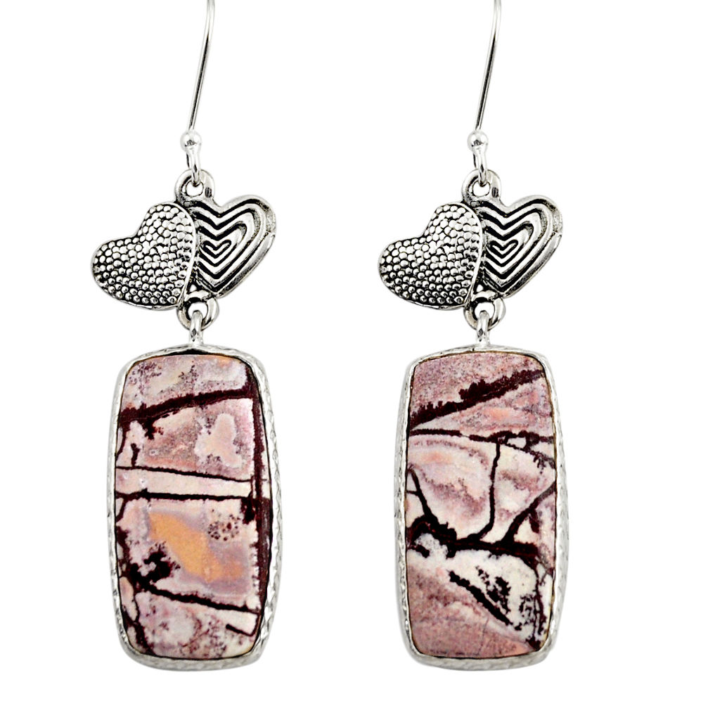  sonoran dendritic rhyolite silver couple hearts earrings d39631