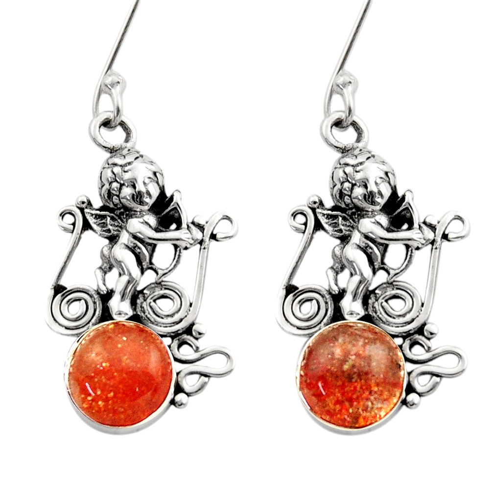 sunstone (hematite feldspar) 925 silver angel earrings d40846