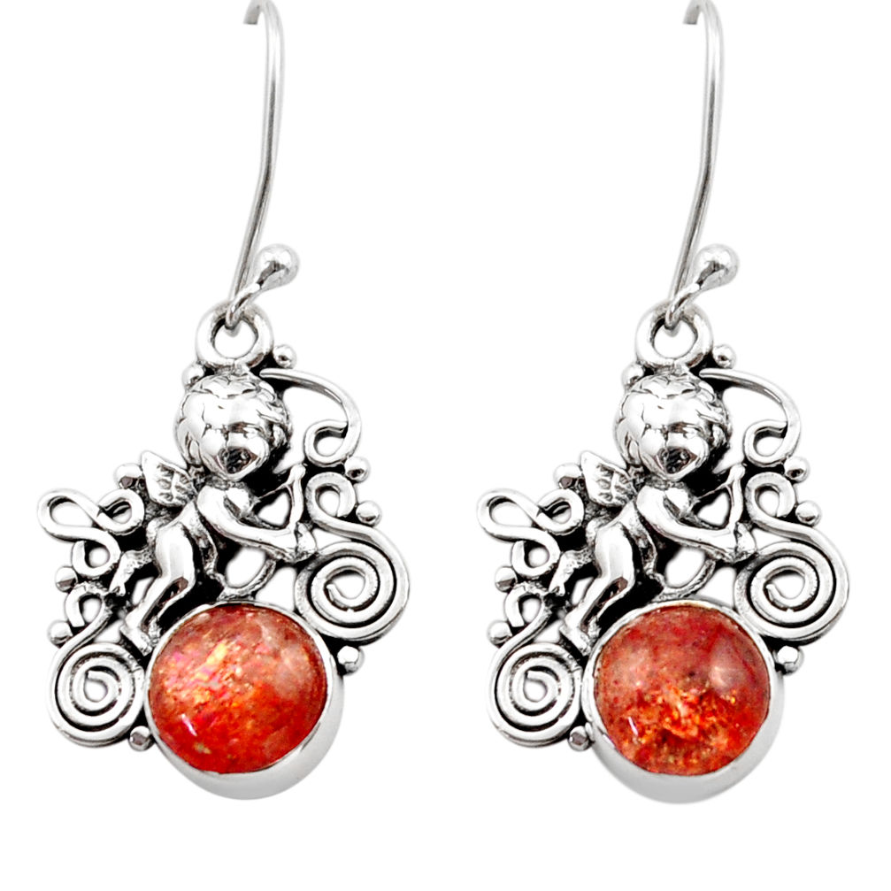 sunstone (hematite feldspar) 925 silver angel earrings d40941