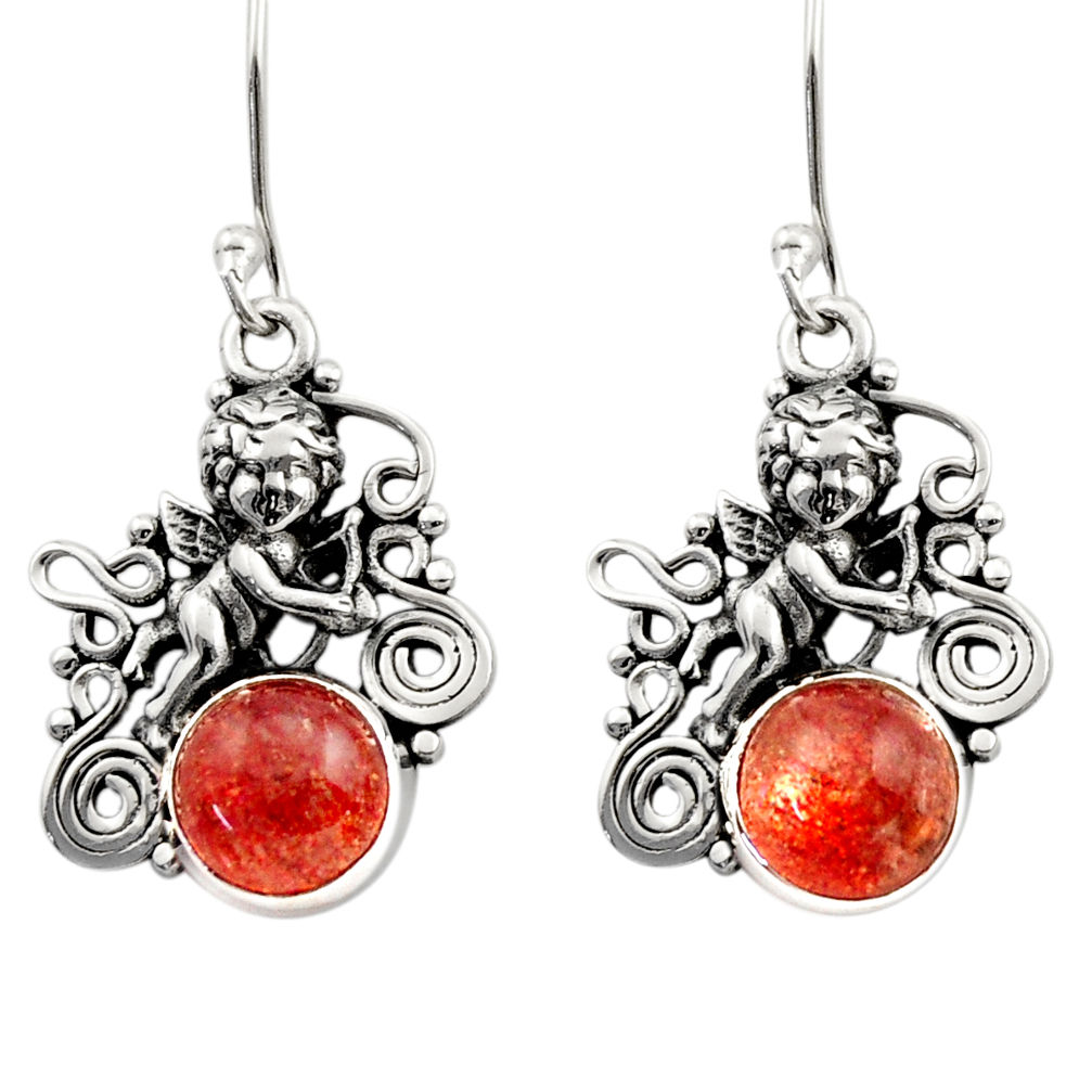 sunstone (hematite feldspar) 925 silver angel earrings d40952