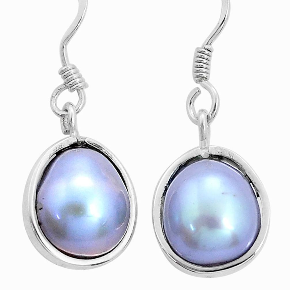 9.25cts natural titanium pearl 925 sterling silver dangle earrings u80524