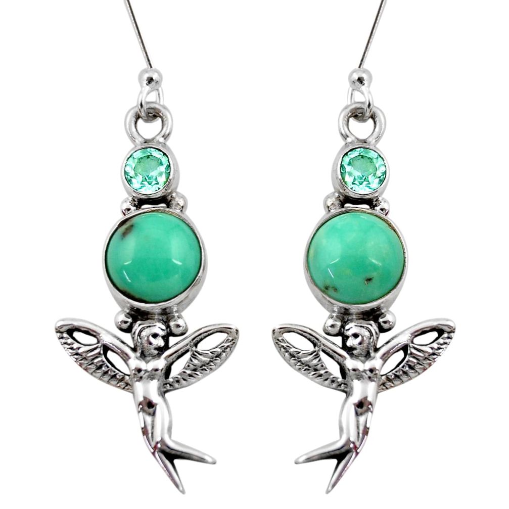 turquoise tibetan 925 silver angel wings fairy earrings d40529