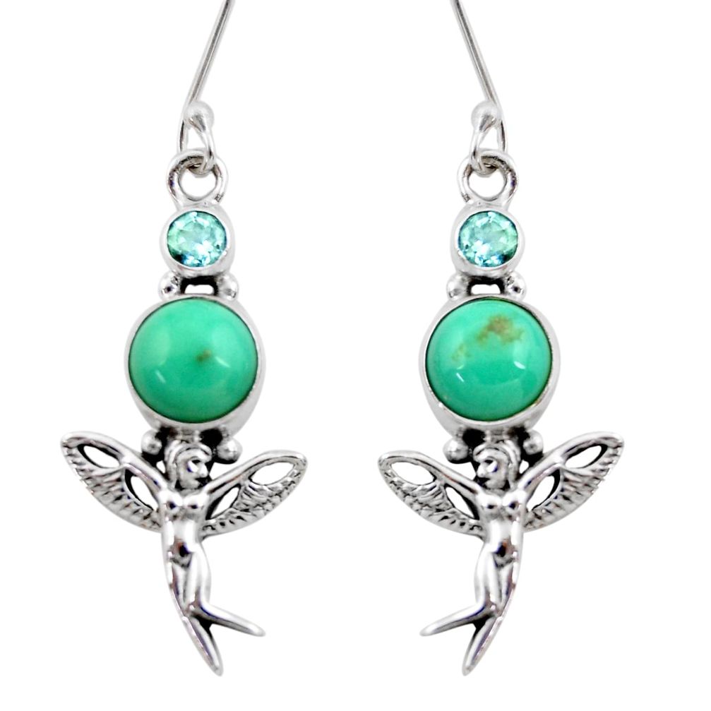turquoise tibetan 925 silver angel wings fairy earrings d40531
