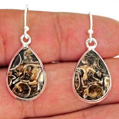 12.48cts natural turritella fossil snail agate 925 silver dangle earrings y77240