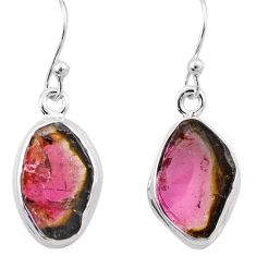 6.25cts natural watermelon tourmaline 925 sterling silver dangle earrings t82903