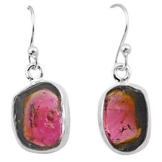 7.13cts natural watermelon tourmaline 925 sterling silver dangle earrings t82905