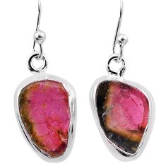 6.62cts natural watermelon tourmaline 925 sterling silver dangle earrings t82918