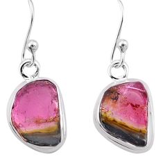 5.46cts natural watermelon tourmaline 925 sterling silver dangle earrings t82921
